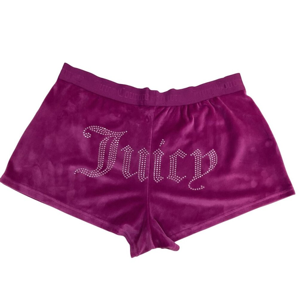 Juicy Couture Rhinestone Velour Lounge Womens Large Shorts Magenta Sleepwear Com